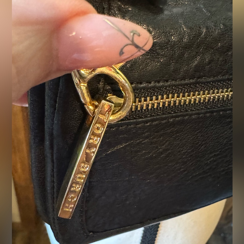 Tory Burch Black Leather Clutch with Gold Accents - Picture 10 of 16